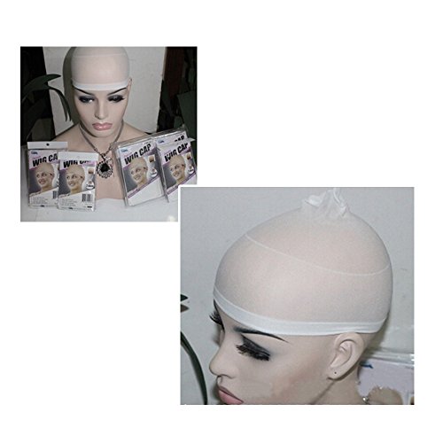 KLOUD City4Pcs Women Lady Stocking Wig Cap/ Hairpiece Snood Mesh for Long Hair (White)