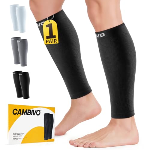 Image of CAMBIVO Calf Compression Sleeve 3 Pairs Footless Compression Socks Running | Leg Sleeves for Men & Women, 15-20mmHg, Shin Splints Relief & Recovery, Fitness, Cycling, Varicose Veins, Travel, Nurse