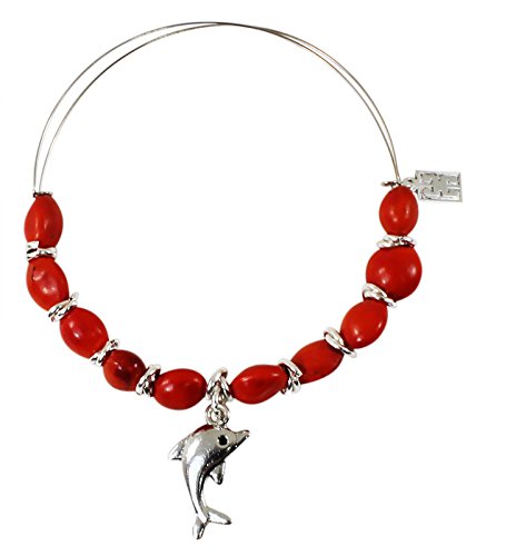 Image of EVELYN BROOKS Adjustable Bangle Bracelet (Multiple Charm Styles) for Women-w /Meaningful Good Luck Seed Beads - Handmade Jewelry | Great Gifts for Teen Girl Gifts & Great Addition to Girls Jewelry