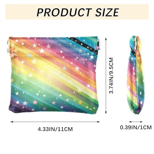 Colorful Striped Stars Coin Purse Leather Pouch Change Purse, Squeeze Coin Pouch for Cards, Keys & Lipsticks, Unisex3