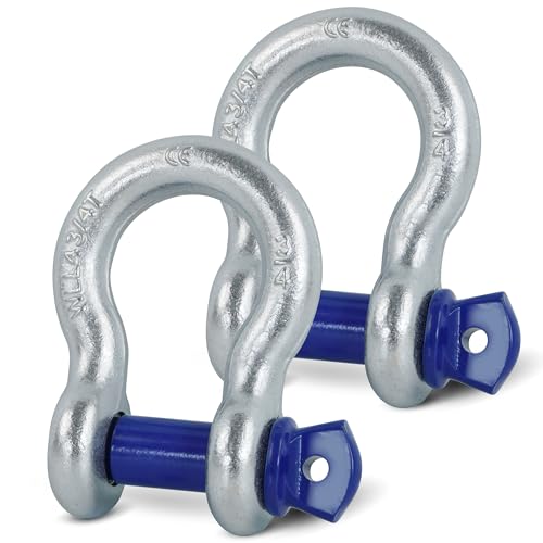 Krytonel 2 Pack 3/4 D Ring Shackle with 7/8 Screw Pin 57 000 lbs Break Strength Heavy Duty Off-Road Recovery Tow Strap Winch for Jeep Truck
