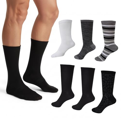 Men's Crew Socks - Moisture-Wicking Mid-Calf 9-11, 6 Pairs