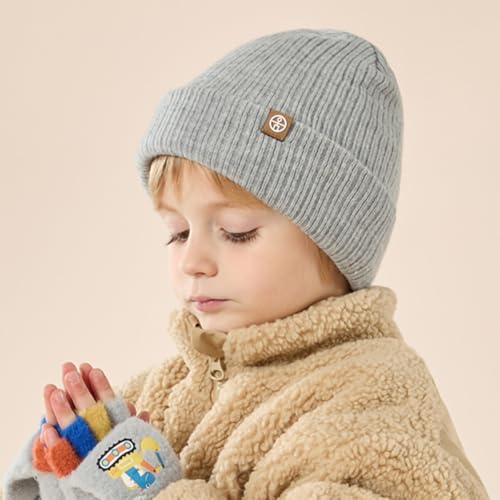 Kids Beanie Hats- Warm Winter Hats for Boys and Girls Stretchy Fleece Cap with Double-Layer4
