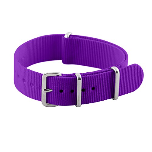 Clockwork Synergy® Classic Nylon Ballistic watch straps bands (20mm, Purple)