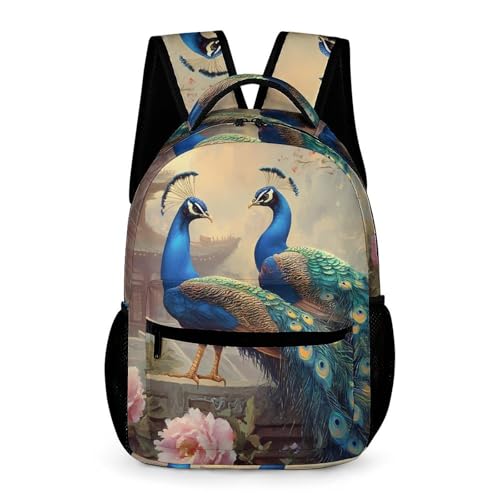 Peacocks Palace Travel Backpack Casual Daypack Shoulder Bag with Adjustable Shoulder Straps