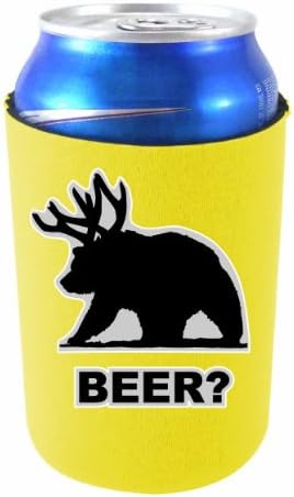 Beer Bear Collapsible Can Coolie Yellow