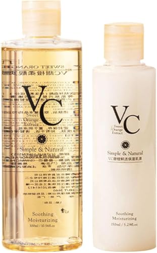 Vc Toner, Vitamin C Skincare Set, Vc Toner and Lotion Moisturizing with Hyaluronic Acid,Deeply Hydrate, Intensive Brightening,Ea