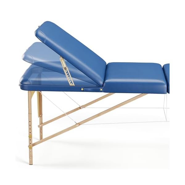 Table de Massage 3 Zones Classique Portables 180 x 56 cm. - ne pèse Que 13,2 kg. et avec Accessoires 15,5 kg. - Cosmetique lit esthetique Pliante Reiki + Sac - Bleu