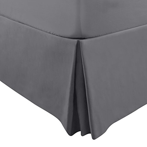 Cotton Metrics Linen Present 800Tc Hotel Quality 100% Egyptian Cotton Bed Skirt 18" Drop Length Queen Size Dark Grey Solid #TOP2