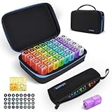 Monthly Pill Organizer 2 Times a Day, 30 Day Pill Organizer Box AM PM with Weekly Pill Bag,32 Daily Large Compartments,1 Month Pill Holder to Hold Vitamins, Medication and Supplements