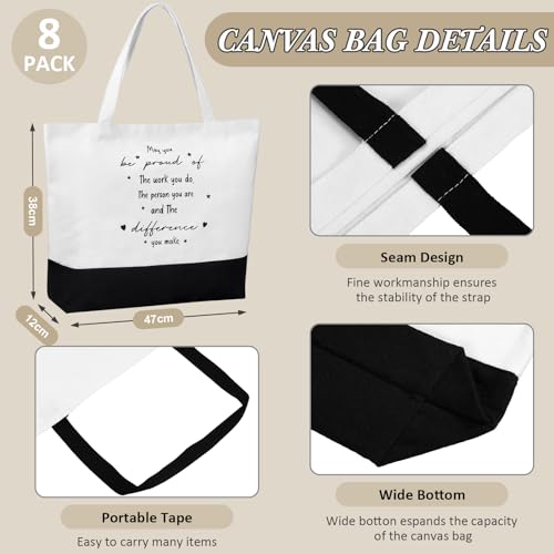 Image of Paterr Thank You Appreciation Gifts Leather Notebooks Canvas Tote Bags Ballpoint Pens for Employee(Rich Colors, 8 Sets)