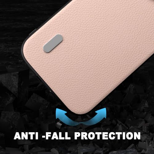 Funda para iPhone 15 Pro Max en cuero PU rosado contra golpes 4