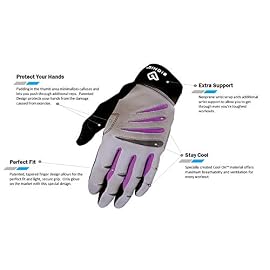 BIONIC Gloves Women’s Premium Full Finger Fitness Gloves, Gray/Purple (Pair)!