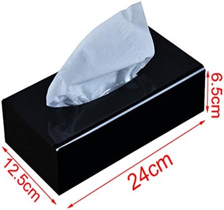 Yakri Modern Clear Acrylic Facial Tissue Dispenser Box Cover / Decorative Napkin Holder TB005 (Black Thick Tissue Box)
