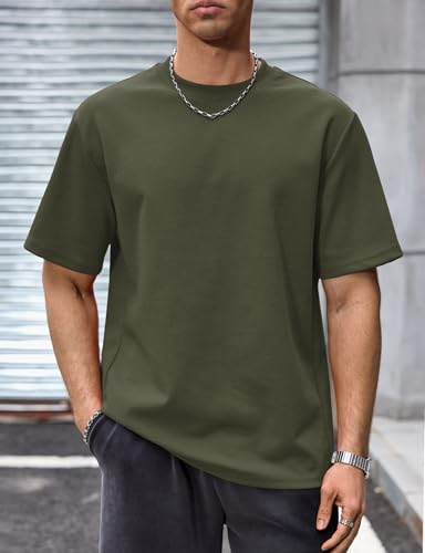 Image of Herberton Mens Oversized T-Shirts Heavyweight Cotton Stretch Fashion Thick Tee Tops (S-3XL)