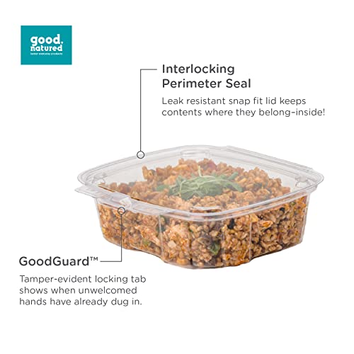 GoodGuard™ 24 oz. Multi-Purpose Clamshell Tamper Evident Food Packaging, Crystal Clear, Pack of 180 - Compostable Food Storage Container with Lids for Bakery, Fruit, Deli, Salad, Cake, Dessert - Thumbnail 4