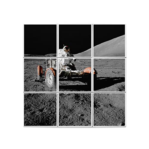 Cratères lune et rover spatial sur carrelage céramique 15x15 cm d'Apollo photo