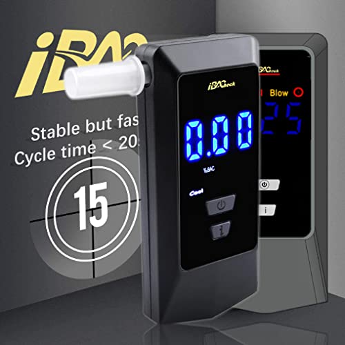 Image of Rechargeable Breathalyzer with Auto Flow detect and Auto Cleaning Feature, 10 Memories and LED Display Visible at Night (Black 088+)
