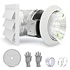 EJVFN 512M Bathroom Exhaust Fan, 6 Inch Wall Mounted Kitchen Exhaust Fan with White Grille, 80 CFM 4.0 Sones, 15-Inch Retractable Duct, Garage Fan, Bathroom Fan, Attic Fan