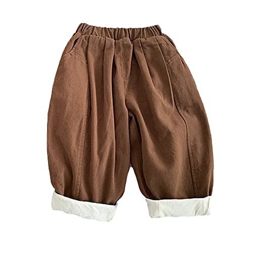 Boys' and Girls' Winter Plush Pants Children's Clothes Baby's Solid Color Plush Thickened Splicing Pants