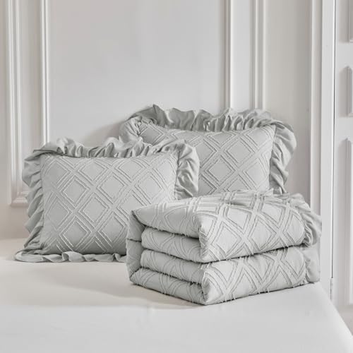 Save 50% on Flysheep Tufted Grids Ruffle Comforter Set King Size - Image 7