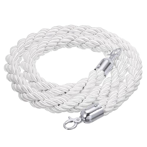 TMKDNNKG Crowd Control Rope,Barrier Rope Twisted Post Rope,Hanging VIP Rope with Silver Hooks,Twisted Queue Rope for Engagement Hotel Banquets Parties Venues Decoration(Size:3.3ft/100cm,Color:1 Pack)