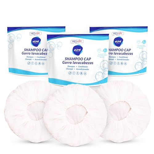 MedVance No Rinse Shampoo Cap | Rinse Free Shower Cap that Shampoos & Conditions | PH Balanced & Hypoallergenic Waterless Hair Wash | 3 Pack