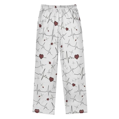Cardiogram Heart Boys Pants Boys Athletic Pants Long Pant for Boywith Pockets Wide-Leg Size 6-14Y2