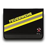  Roter Hahn 112 - Hochwertige Feuerwehr-Schreibmappe Organizer Konferenzmappe HUPF Design Reflex - B26 x H35 x T3cm, 100% Polyester, Flexdruck