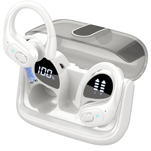 Wireless-Earbuds-75hrs-Bluetooth-53-Headphone-Sport-2024-Bluetooth-Earbuds-Stereo-Deep-Bass-Over-Ear-Bud-with-Earhooks-ENC-Noise-Cancelling-Mic-IPX7-Waterproof-Earphone-White