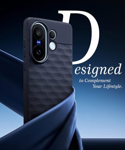 Image of WOW IMAGINE Back Cover for Vivo X200 FE 5G with Hexa Cube Design | Ultra Slim Soft Rubberised Case | Inner Velvet Fabric | Matte Silicone Flexible Mobile Case | Camera Protection - Blue