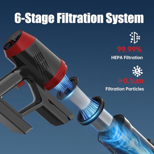 Image of Cordless Vacuum Cleaner Upgraded 200W 45Mins Rechargeable with 3 Suction Modes Anti-Tangle Wireless Vacumm with Touch Screen LED Light Lightweight Wireless Vacuum for Home Pet Hair Floors Car