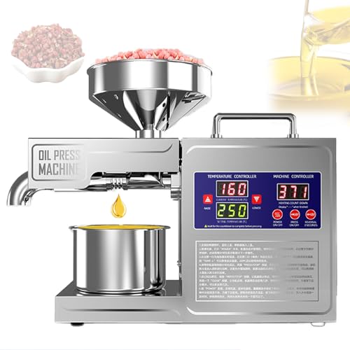 Feiphla Pressa Per Olio In Acciaio Inossidabile 820 W,Frantoio A Olio Elettrico Spremitura A Freddo/Caldo,Preriscaldamento 6 Minuti,Per Frutta A Guscio, Semi Di Arachidi