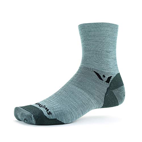 Swiftwick- PURSUIT FOUR Ultralight Trail Running and Cycling Socks, Merino Wool (Heather, Large)