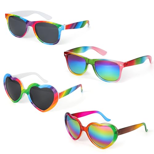 Hifot Gafas De Sol Sin Montura En Forma De Corazón Gafas De Sol Arcoíris, Gafas De Fiesta Para Mujeres, Hombres Y Niños, Gafas De Orgullo Gay