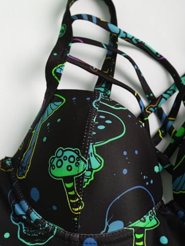 DRESSFO Gothic Galaxy Skull Print Bikini Set Retro Vintage Tummy Control Two Piece Tankini3