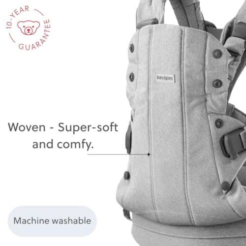 Image of BabyBjorn Baby Carrier Harmony, Light Gray, Woven Melange, 3-in-1 Ergonomic Baby Carrier, Newborn, Facing-in, Outward-Facing, and Back Carrying Positions Supported (7-40 lbs), Newborn to Toddler