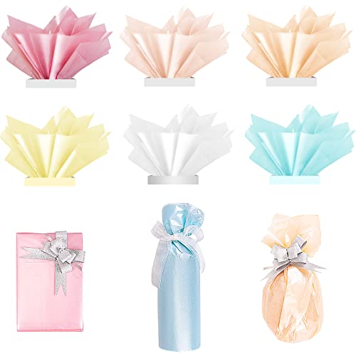 Image of Larcenciel 60 Sheets Tissue Paper, 6 Metallic Colors Tissue Paper for Gift Bags and Wrapping, Glitter Wrapping Tissue Bulk, Pastel Gift Wraps for Holiday, Birthday, Party Decor, Weddings, Baby Shower