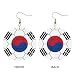 South Korea Flag Faux Leather Earrings for Women Round Dangle Earrings Lightweight for Birthday Gift