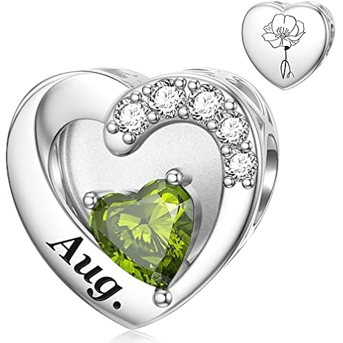 SEVENWELL Jan-Dec Birthstone Charms for Pandora Bracelets, Heart Charm