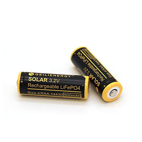 Geilienergy 4 Pack 4/5 Aa(Not Aa Size) 14430 3.2V 500Mah Lifepo4 Lithium Rechargeable Solar Battery Pack Replacement For Outdoor Solar Lights #TOP2