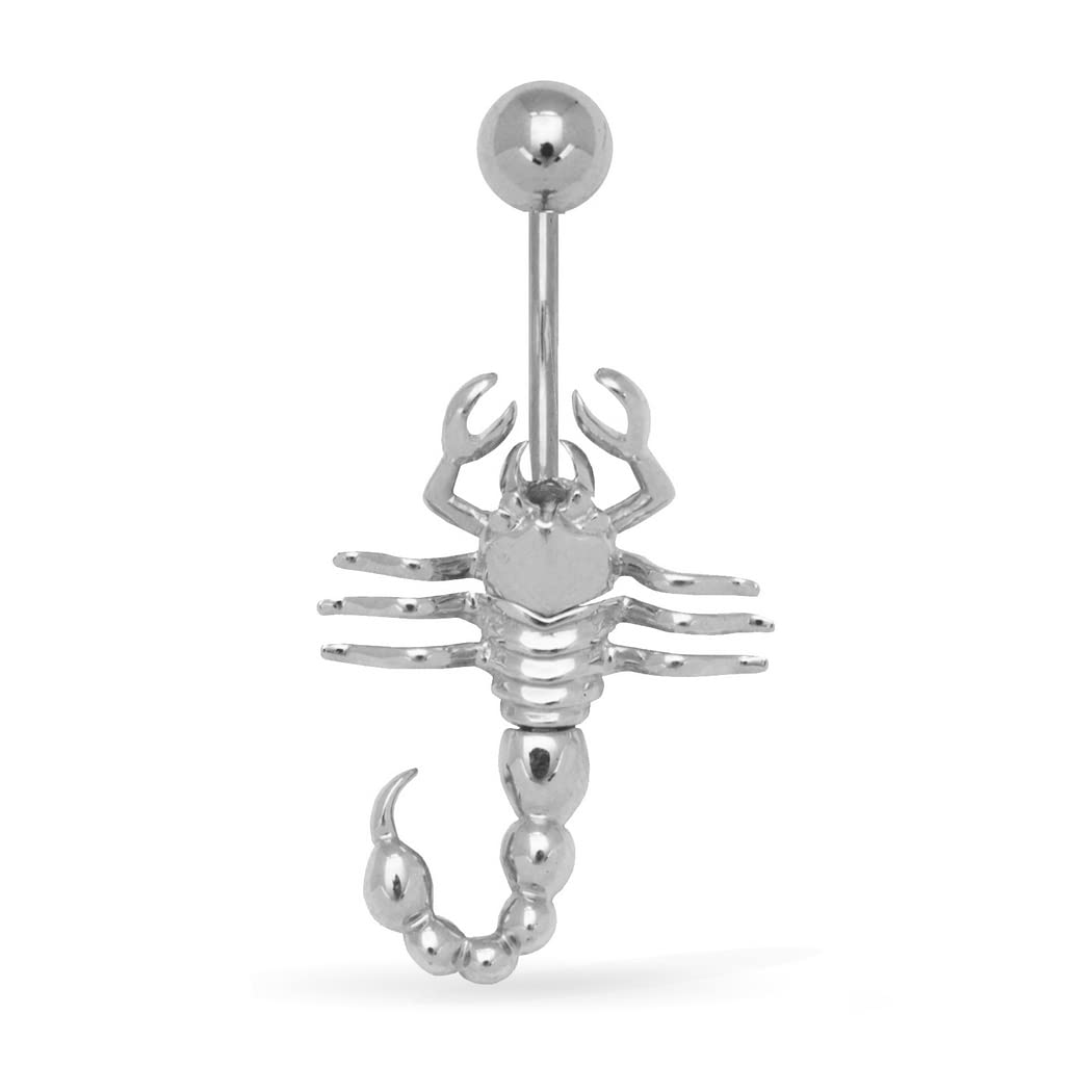 Bauchnabelring, 14 Karat Gold, 15 mm x 30 mm, Weißgold, Metall