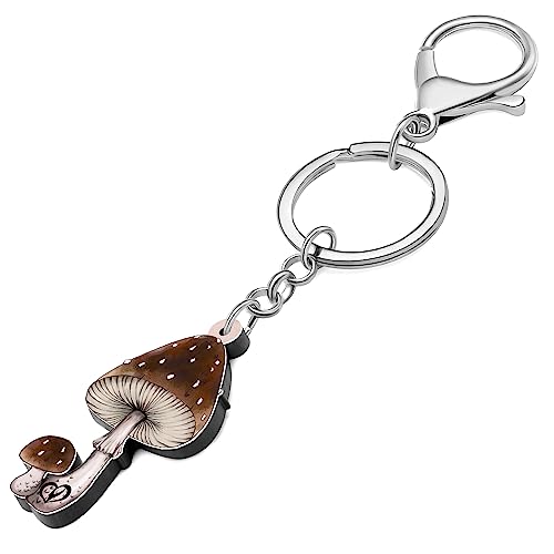 WEVENI Cute Mushroom Stuff Acrylic Mushroom Keychain Plant Keyring Food Charms for Women Girls Funny Wallet Accessories (Mushroom A)3