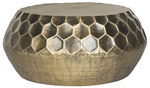 Safavieh FOX3235A Home Collection Roxanna Brass Coffee Table, Antique Bronze