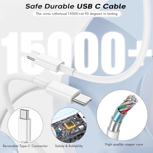 Image of 10Foot USB C Charger for iPhone 16 Charger, 2Pack 20W Type C Charging Block Long 10FT USB C Cord Cable Fast Charging for Apple iPhone 16 /16e /16 Pro /16 Plus /16 Pro Max /15 /15 Plus, iPad mini /iPad Air