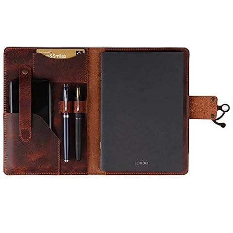 Londo Skórzane Portfolio z Notatnikiem i Zamkiem - Duże, Eleganckie Etui z Prawdziwej Skóry Bydlęcej, Idealne na Dokumenty, Unisex