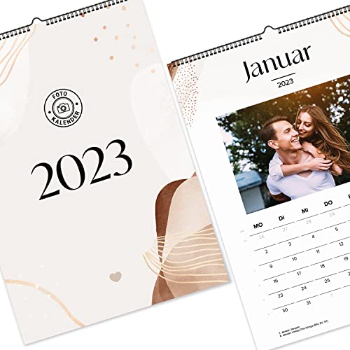 Wandkalender 2023 zum selbst gestalten, Fotokalender mit Ferienübersicht, Bastelkalender, DIY Kreativkalender, Kalender selbst gestalten, DIN A4 - Watercolor Boho Cover