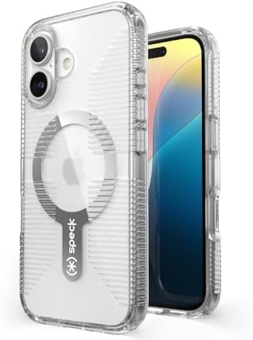 Speck Clear iPhone 16 Case - Slim Phone Case - MagSafe - GemShell - Crystal Clear