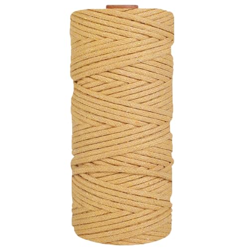109 Yards Braided Cotton Cord 3mm Macrame Cord Cotton Rope for Wall Hanging,Plant Hangers (Khaki)