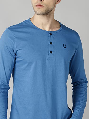 Image of Urbano Fashion Men's Solid Henley Neck Slim Fit Full Sleeve Cotton T-Shirt